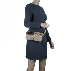 Pre Owned Gucci Gold Monogram Canvas Small Waist Belt Bag