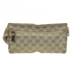 Pre Owned Gucci Gold Monogram Canvas Small Waist Belt Bag