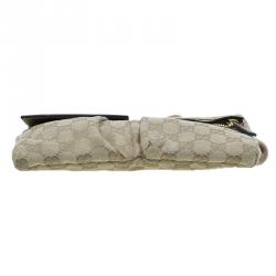 Pre Owned Gucci Gold Monogram Canvas Small Waist Belt Bag