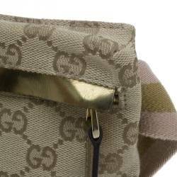Pre Owned Gucci Gold Monogram Canvas Small Waist Belt Bag