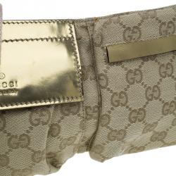 Pre Owned Gucci Gold Monogram Canvas Small Waist Belt Bag