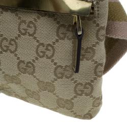 Pre Owned Gucci Gold Monogram Canvas Small Waist Belt Bag
