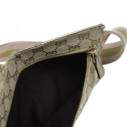Pre Owned Gucci Gold Monogram Canvas Small Waist Belt Bag