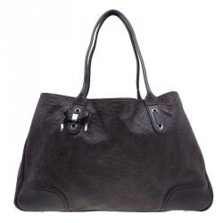 مملوكة مسبقًا حقيبة غوتشي برنسي جلد بني مونوغرامي كبيرة