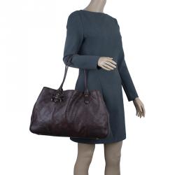 مملوكة مسبقًا حقيبة غوتشي برنسي جلد بني مونوغرامي كبيرة