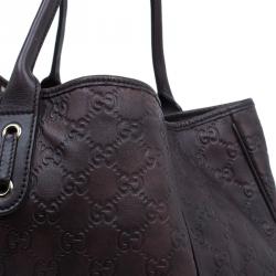 مملوكة مسبقًا حقيبة غوتشي برنسي جلد بني مونوغرامي كبيرة