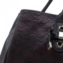 مملوكة مسبقًا حقيبة غوتشي برنسي جلد بني مونوغرامي كبيرة