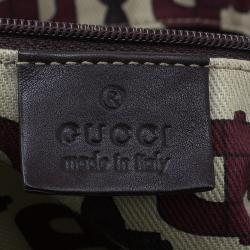 مملوكة مسبقًا حقيبة غوتشي برنسي جلد بني مونوغرامي كبيرة