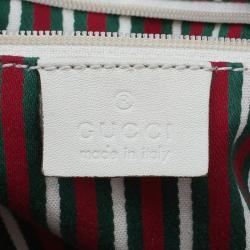 Pre Owned Gucci Beige/White Canvas Signature GG Britt Boston Bag