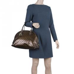 Pre Owned حقيبة غوتشي دوم هارت بت جلد بني ميتاليك غوتشيسيما متوسطة بأيدي علوية