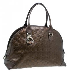 Pre Owned حقيبة غوتشي دوم هارت بت جلد بني ميتاليك غوتشيسيما متوسطة بأيدي علوية