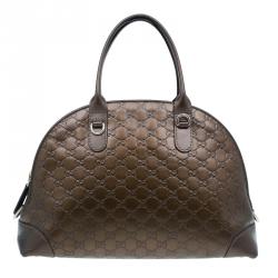 Pre Owned حقيبة غوتشي دوم هارت بت جلد بني ميتاليك غوتشيسيما متوسطة بأيدي علوية