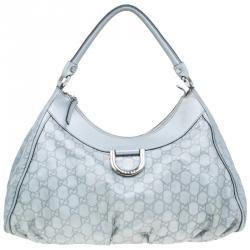 Pre Owned Gucci Silver Guccissima Leather D Ring Large Hobo Bag