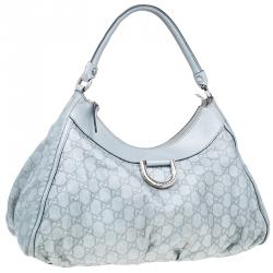 Pre Owned Gucci Silver Guccissima Leather D Ring Large Hobo Bag