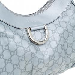 Pre Owned Gucci Silver Guccissima Leather D Ring Large Hobo Bag