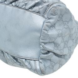 Pre Owned Gucci Silver Guccissima Leather D Ring Large Hobo Bag