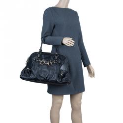 Pre Owned Gucci Black Leather Medium Horsebit Nail Boston Bag