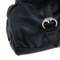 Pre Owned Gucci Black Leather Medium Horsebit Nail Boston Bag