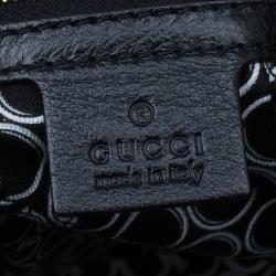 Pre Owned Gucci Black Leather Medium Horsebit Nail Boston Bag