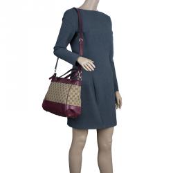 Pre Owned Gucci Purple Monogram Leather/Canvas Medium Mayfair Bow Top Handle Bag