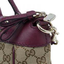 Pre Owned Gucci Purple Monogram Leather/Canvas Medium Mayfair Bow Top Handle Bag