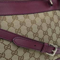 Pre Owned Gucci Purple Monogram Leather/Canvas Medium Mayfair Bow Top Handle Bag
