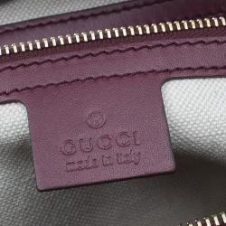 Pre Owned Gucci Purple Monogram Leather/Canvas Medium Mayfair Bow Top Handle Bag