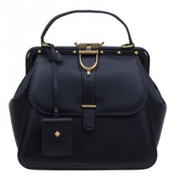 مملوكة مسبقًا Gucci Black Leather Large Limited Edition Lady Stirrup Top Handle Tote Bag