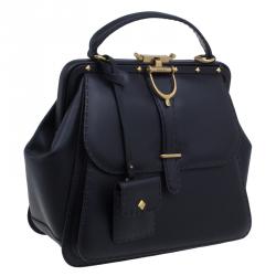 مملوكة مسبقًا Gucci Black Leather Large Limited Edition Lady Stirrup Top Handle Tote Bag