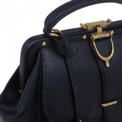 مملوكة مسبقًا Gucci Black Leather Large Limited Edition Lady Stirrup Top Handle Tote Bag