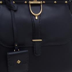 مملوكة مسبقًا Gucci Black Leather Large Limited Edition Lady Stirrup Top Handle Tote Bag