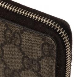 Pre Owned Gucci Beige Guccissima Supreme Canvas Zip Around Wallet
