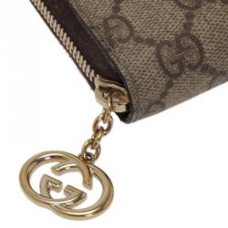 Pre Owned Gucci Beige Guccissima Supreme Canvas Zip Around Wallet