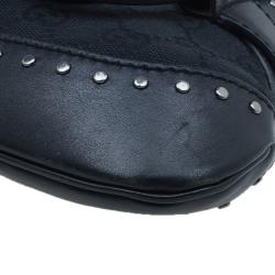Pre Owned Gucci Black Canvas Studded Horsebit Chain Clutch