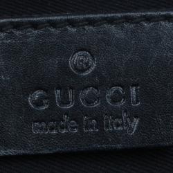 Pre Owned Gucci Black Canvas Studded Horsebit Chain Clutch