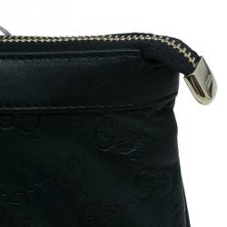 Pre Owned Gucci Black Guccissima Leather Wristlet Pochette