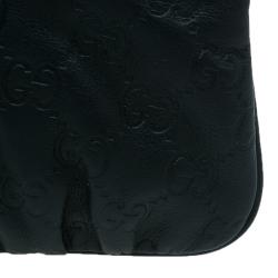 Pre Owned Gucci Black Guccissima Leather Wristlet Pochette