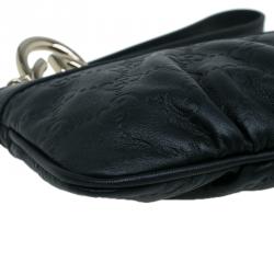 Pre Owned Gucci Black Guccissima Leather Wristlet Pochette