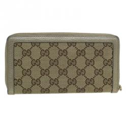 Pre Owned محفظة غوتشي كونتينيتال كانفاس GG بيج وجلد بشراشيب بسحاب محيط 