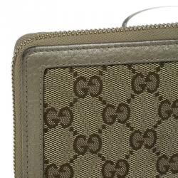 Pre Owned محفظة غوتشي كونتينيتال كانفاس GG بيج وجلد بشراشيب بسحاب محيط 