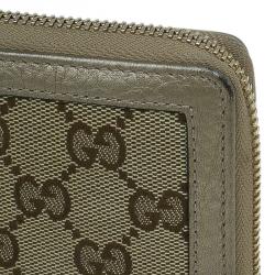 Pre Owned محفظة غوتشي كونتينيتال كانفاس GG بيج وجلد بشراش يب بسحاب محيط 