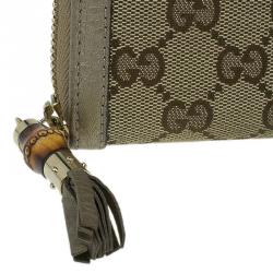 Pre Owned محفظة غوتشي كونتينيتال كانفاس GG بيج وجلد بشراشيب بسحاب محيط 