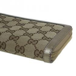 Pre Owned محفظة غوتشي كونتينيتال كانفاس GG بيج وجلد بشراشيب بسحاب محيط 