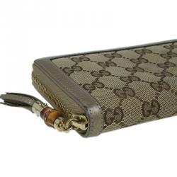 Pre Owned محفظة غوتشي كونتينيتال كانفاس GG بيج وجلد بشراشيب بسحاب محيط 
