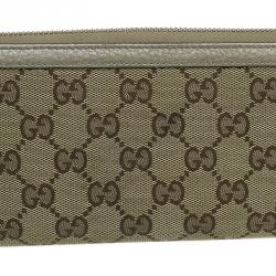 Pre Owned محفظة غوتشي كونتينيتال كانفاس GG بيج وجلد بشراشيب بسحاب محيط 
