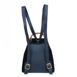 Pre Owned Gucci Black Suede/Leather Mini Bamboo Handle Backpack Bag
