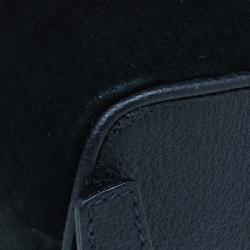 Pre Owned Gucci Black Suede/Leather Mini Bamboo Handle Backpack Bag