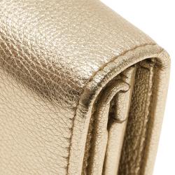 Pre Owned محفظة غوتشي كونتيننتال طية إغلاق شعار GG جلد ذهبي ميتاليك