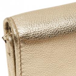 Pre Owned محفظة غوتشي كونتيننتال طية إغلاق شعار GG جلد ذهبي ميتاليك