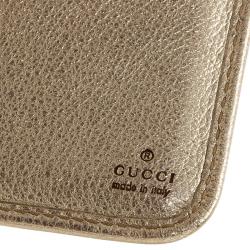 Pre Owned محفظة غوتشي كونتيننتال طية إغلاق شعار GG جلد ذهبي ميتاليك